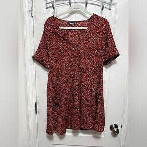 Missguided Ditsy Floral Mini Dress Women’s 6 Cottage Core Black Red Romantic EUC